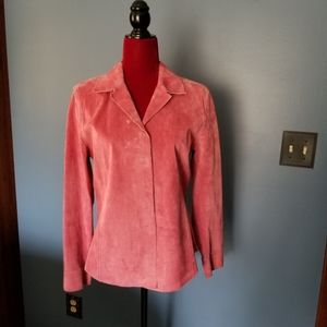 Pink suede shirt jacket
